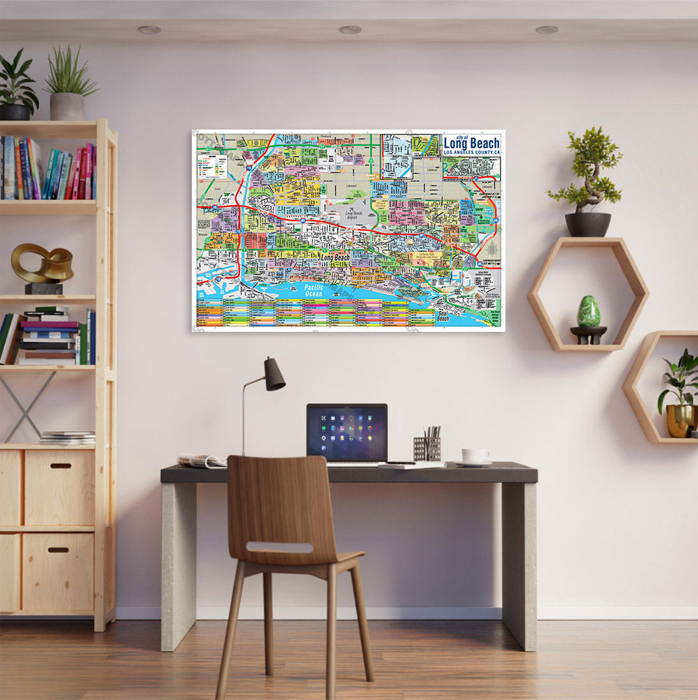 Long Beach Map, Los Angeles County, CA - POSTER PRINTS