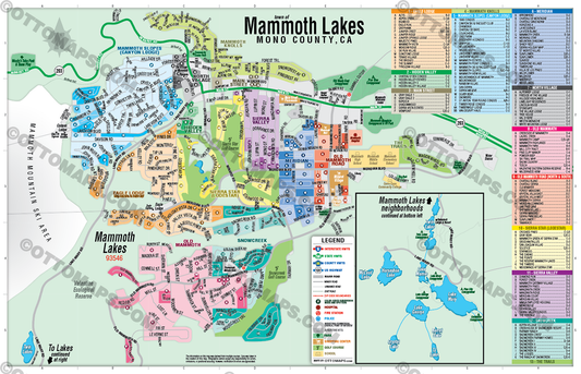Mammoth Lakes Map, Mono County, CA - POSTER PRINTS