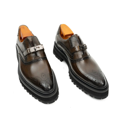 Men's Brogue Detail Leather Loafers