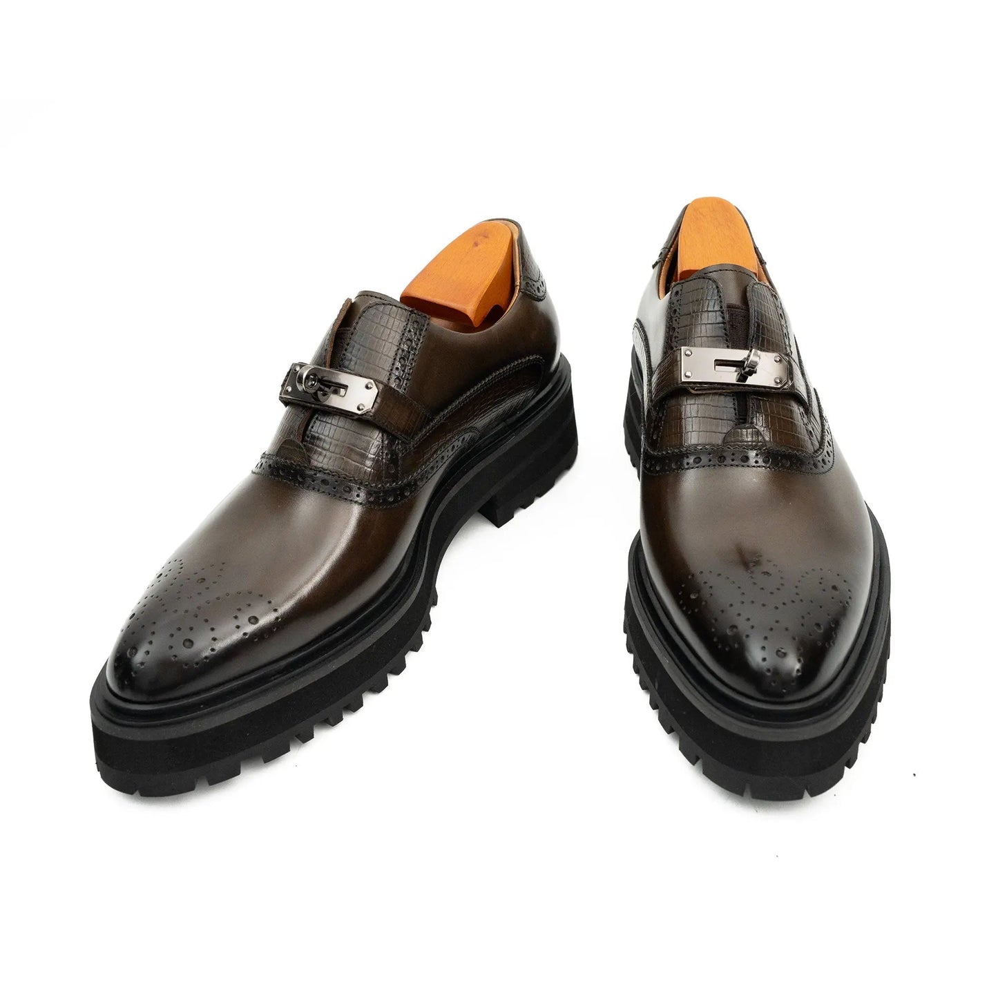 Men's Brogue Detail Leather Loafers