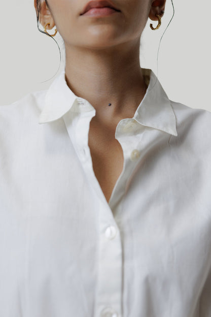 Oversized Crop Shirt in Off-white