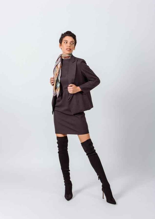 Luxe Charcoal Blazer – Women’s Tailored Office Jacket