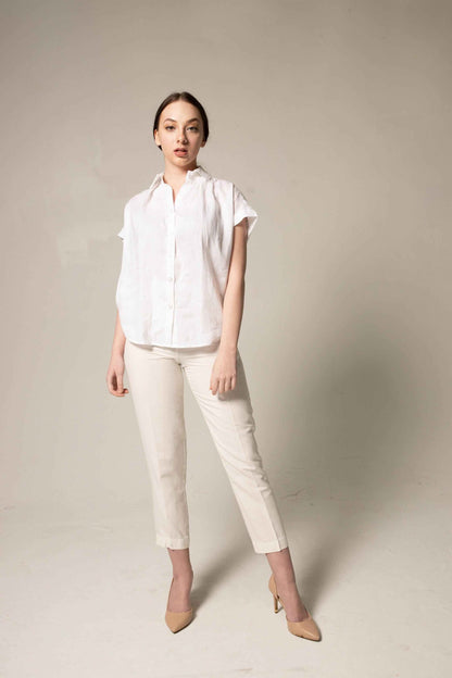 Classic Linen White Blouse – Women’s Elegant Linen Top