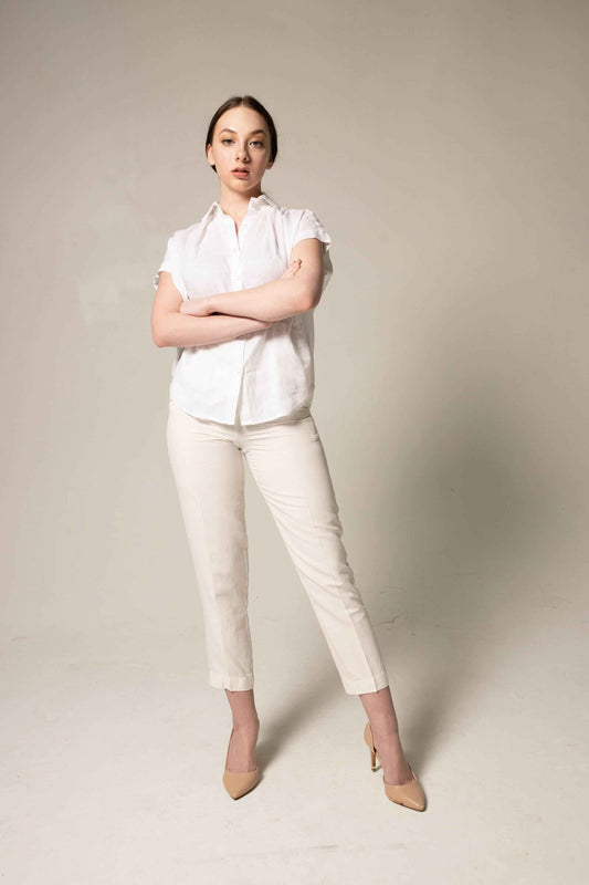 Classic Linen White Blouse – Women’s Elegant Linen Top
