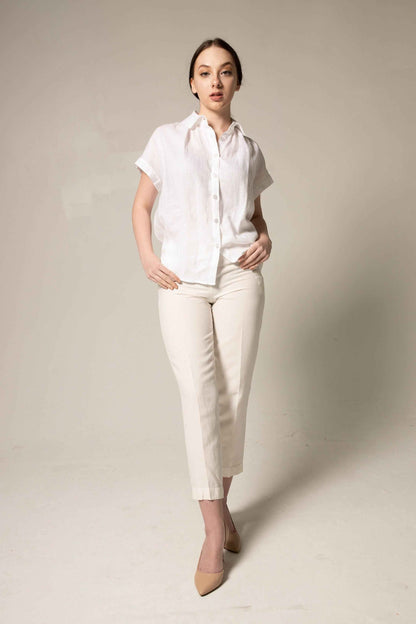 Classic Linen White Blouse – Women’s Elegant Linen Top