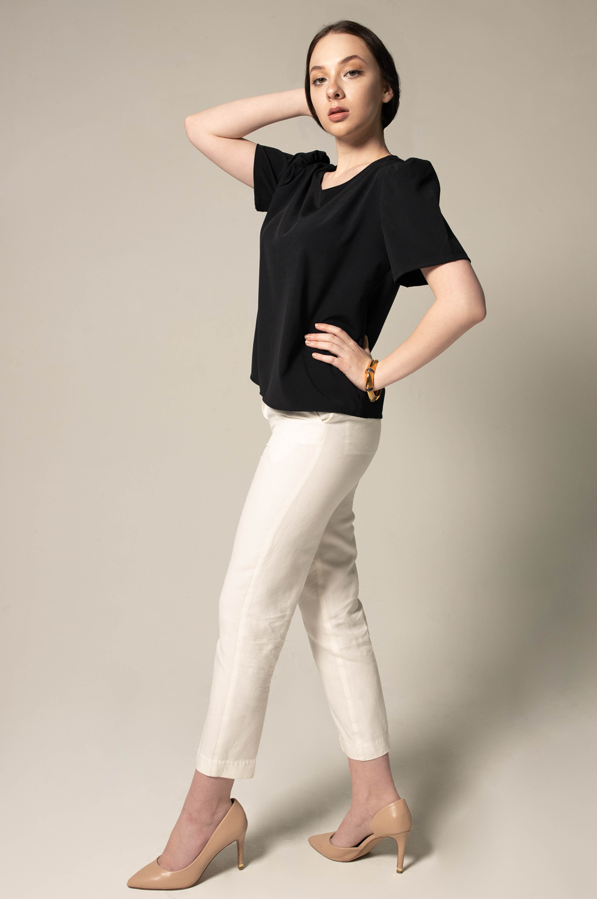 Elegance Round Neck Blouse in Black – Women’s Elegant Top - Lolomo!