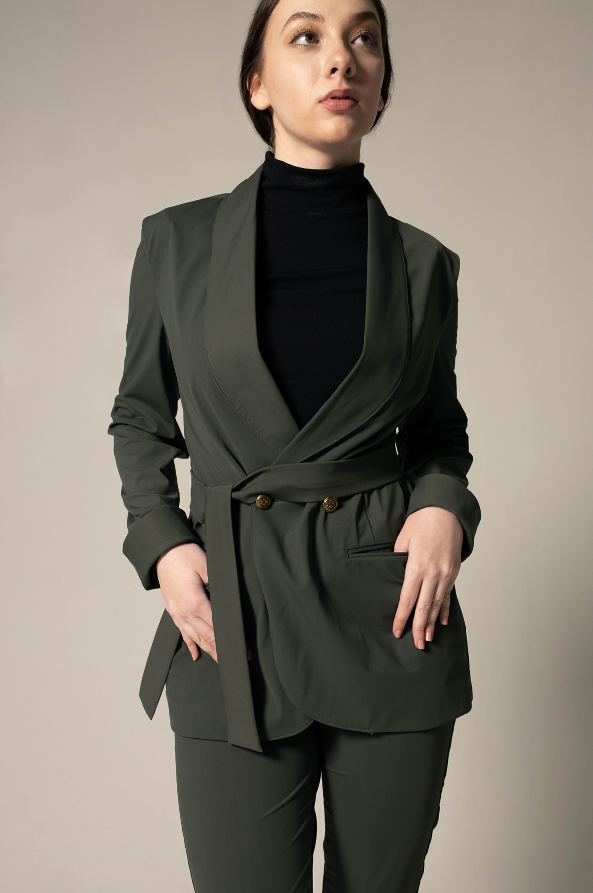 Women's Olive Blazer with Front Buttons – Tailored Blazer for Women - Lolomo!
