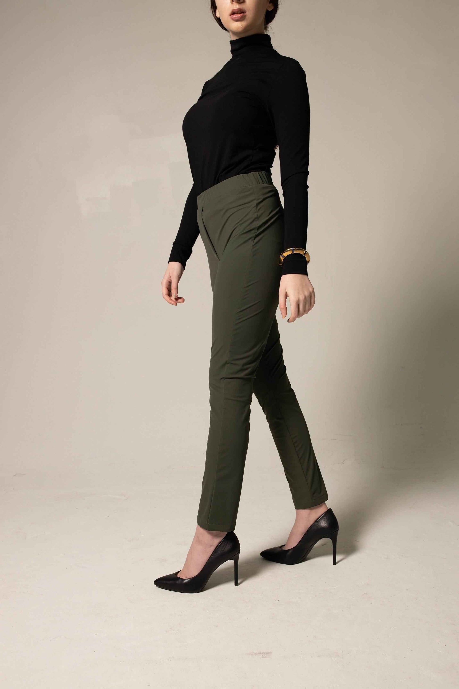 Olive Skinny Pants Womens Trousers
