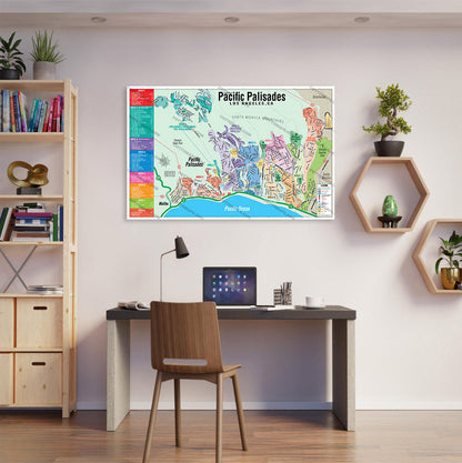 Pacific Palisades Map, Los Angeles, CA - POSTER PRINTS