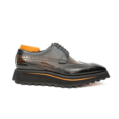 Patent leather shoes Platform brogues Blue