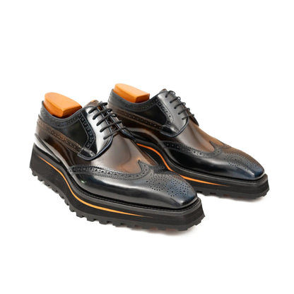 Patent leather shoes Platform brogues Blue
