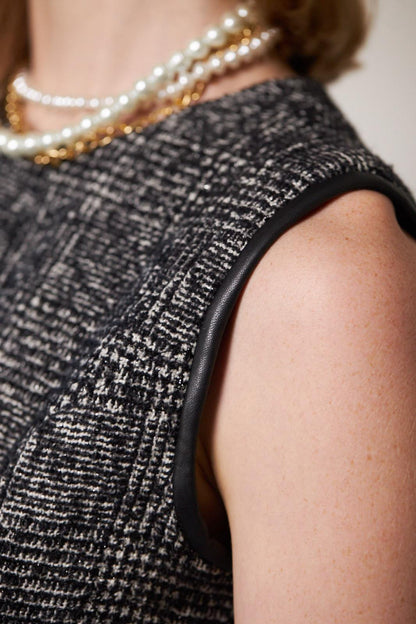 Minivestido de tweed color ébano: minivestido elegante para mujer