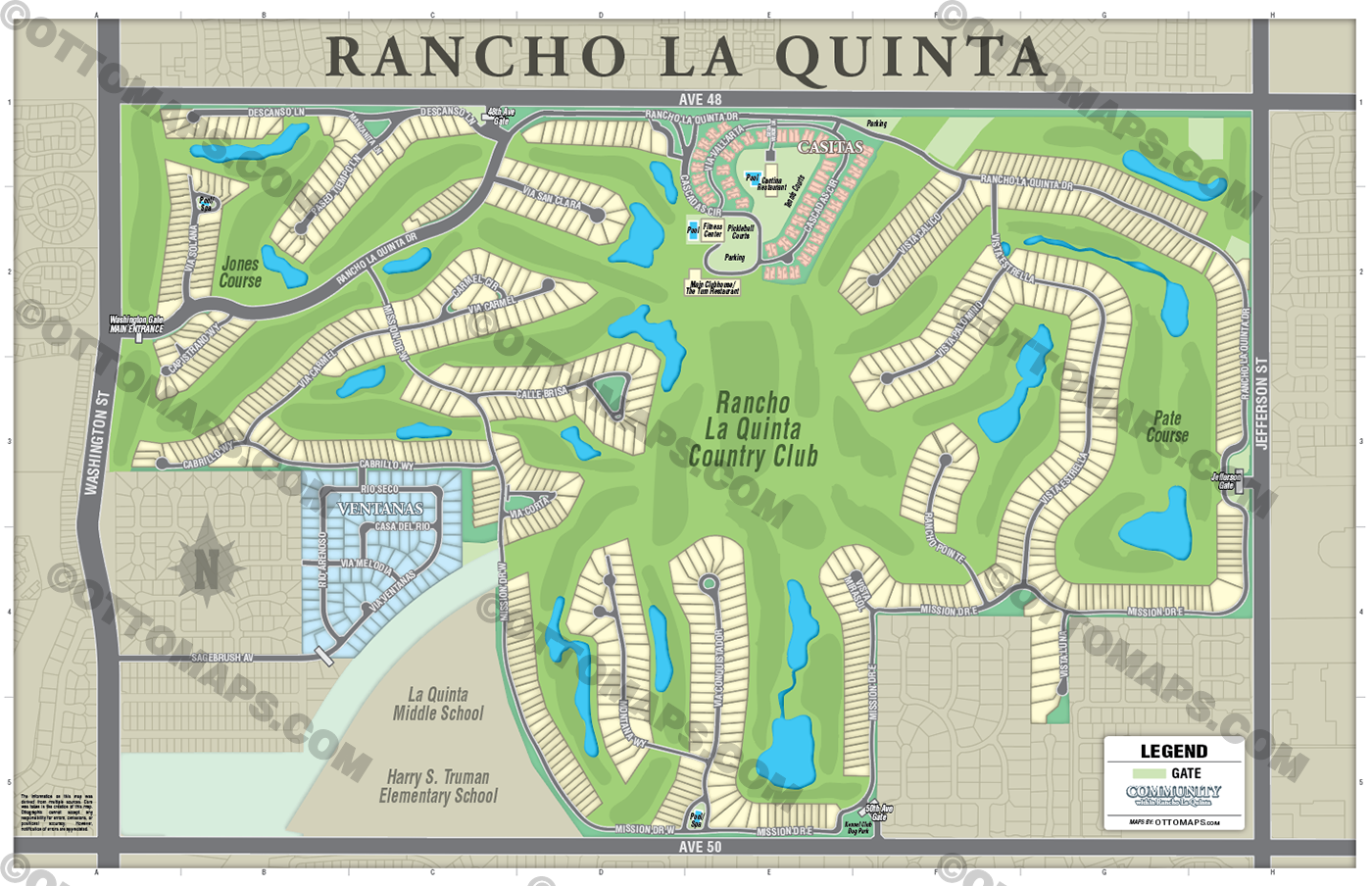 Rancho La Quinta Map, Riverside County, CA - POSTER PRINTS