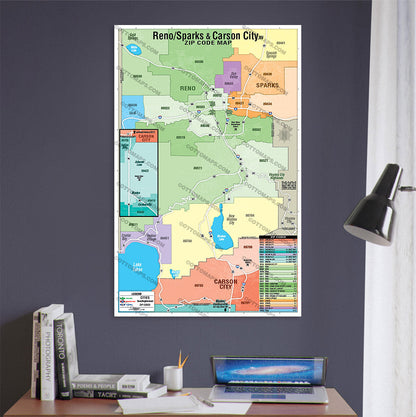 Reno - Sparks - Carson City Zip Code Map - POSTER PRINTS