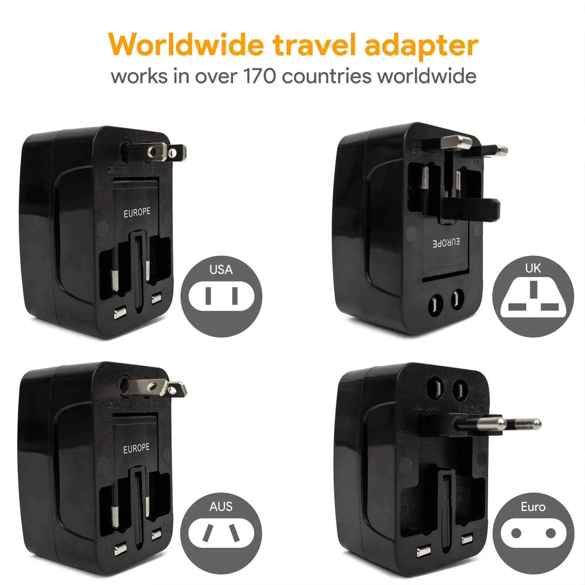 International Travel Adapter with USB Ports