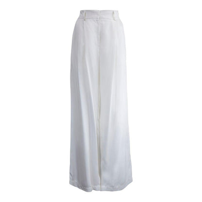 Remi White Wide-Leg Pants – Elegant Women's High-Waist Trousers - Lolomo!