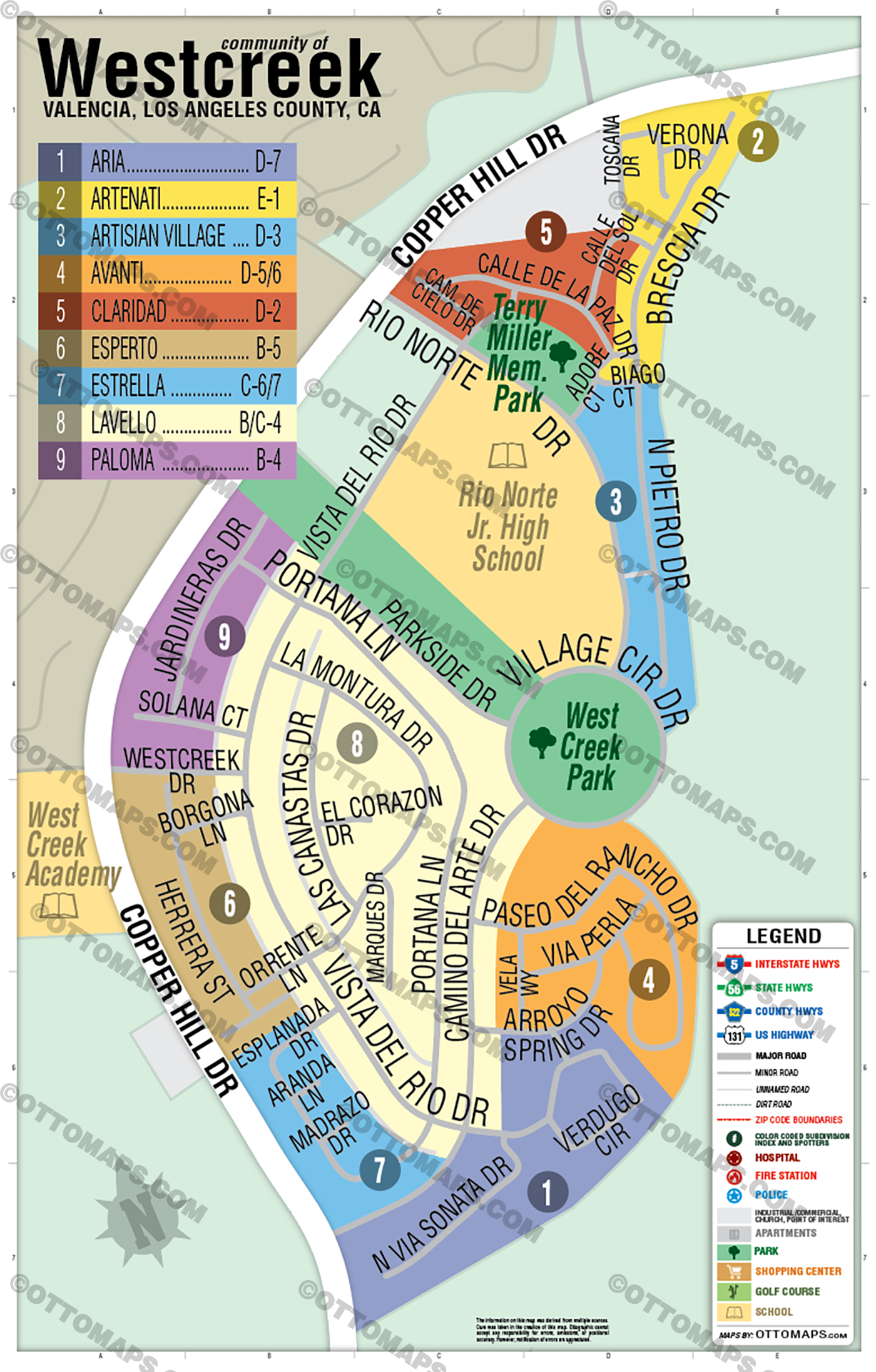 Westcreek Map, Valencia, LA County -  POSTER PRINTS
