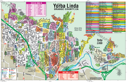 Yorba Linda Map, Orange County, CA - POSTER PRINTS
