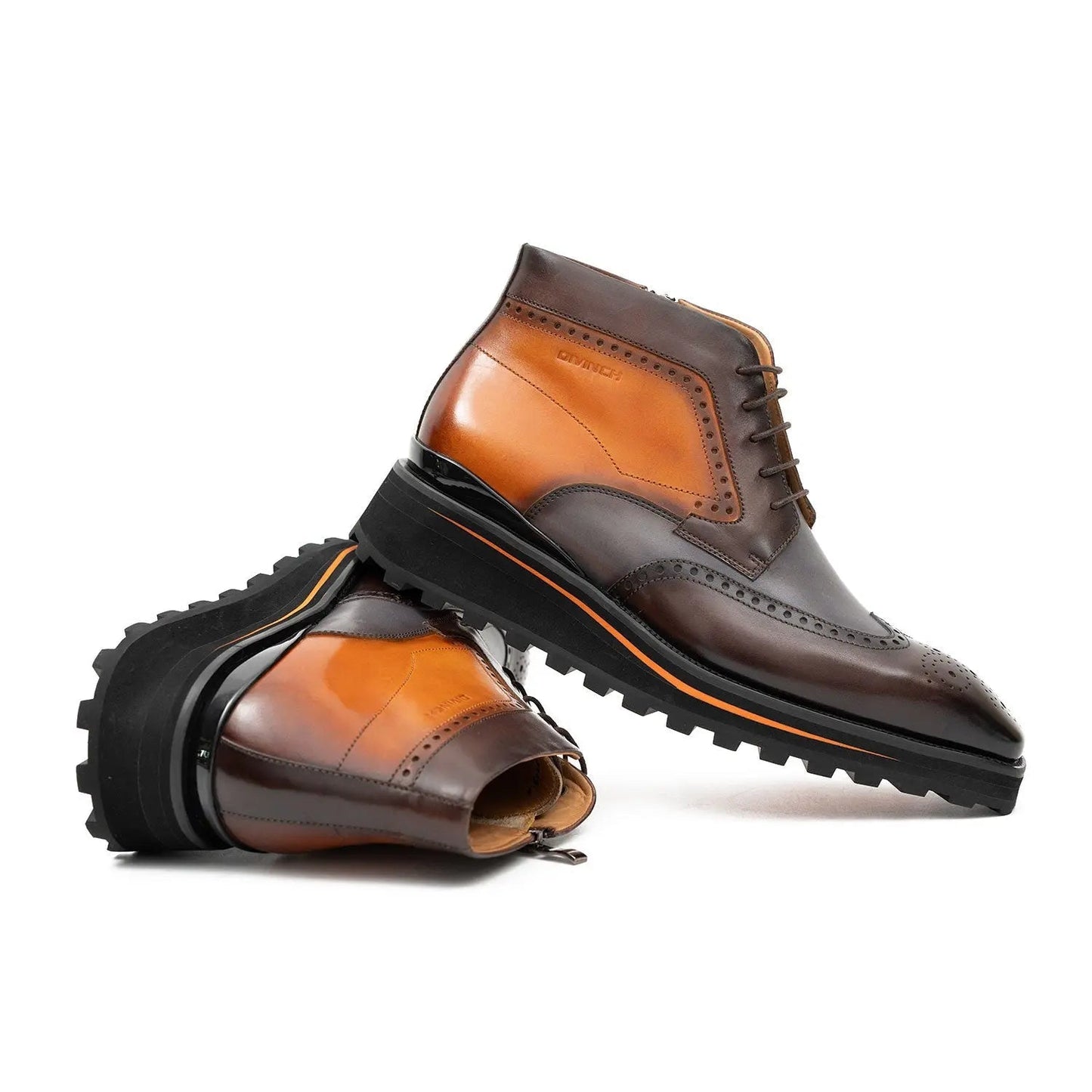 Zipper Brogue Martin Boots 2890 Gray Brown