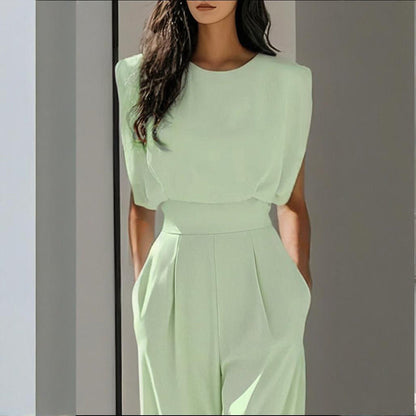 Women’s wide-leg short sleeve jumpsuit