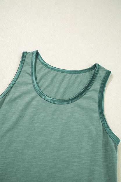 Metallic Contrast Trim Scoop Neck Tank Top