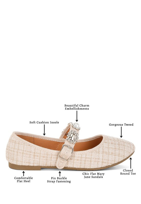 Noyama Charms Embellished Tweed Mary Janes