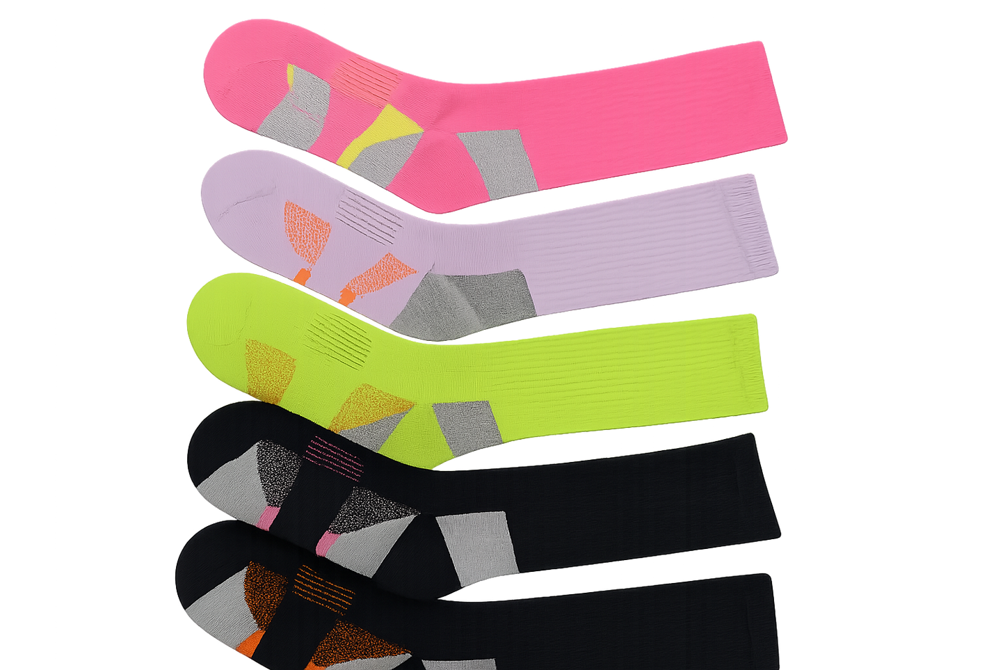 Athletic Long Socks 6 Pair Sizes 9-11 Gel Cushion, Compression 5-10 Women's