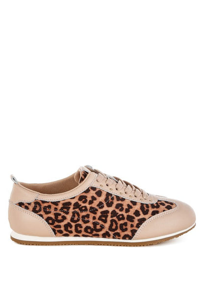 Narati Leopard Print Real Leather Sneakers