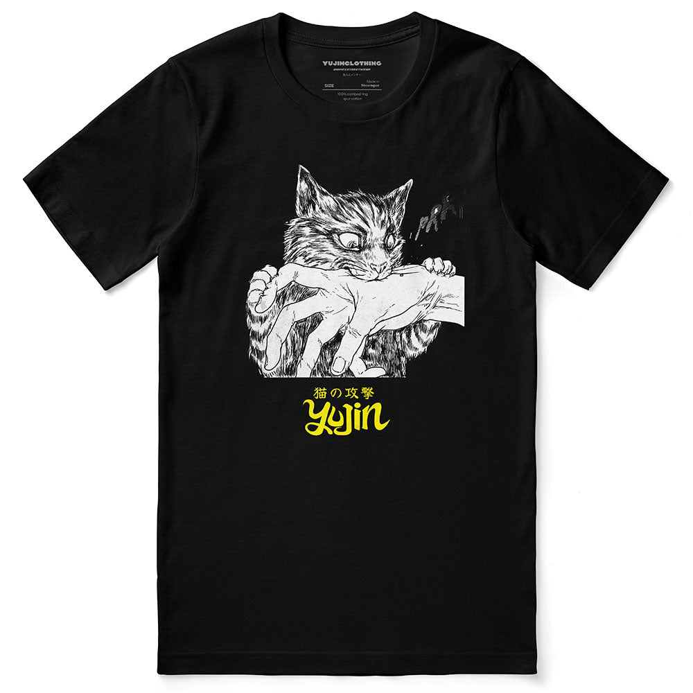 Camiseta de gato con mordedura