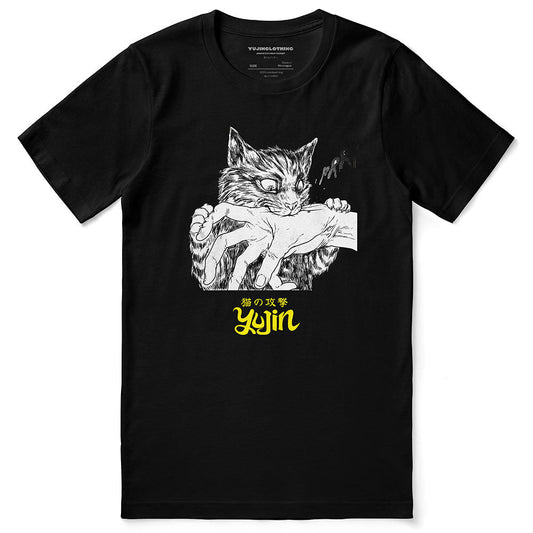 Camiseta de gato con mordedura