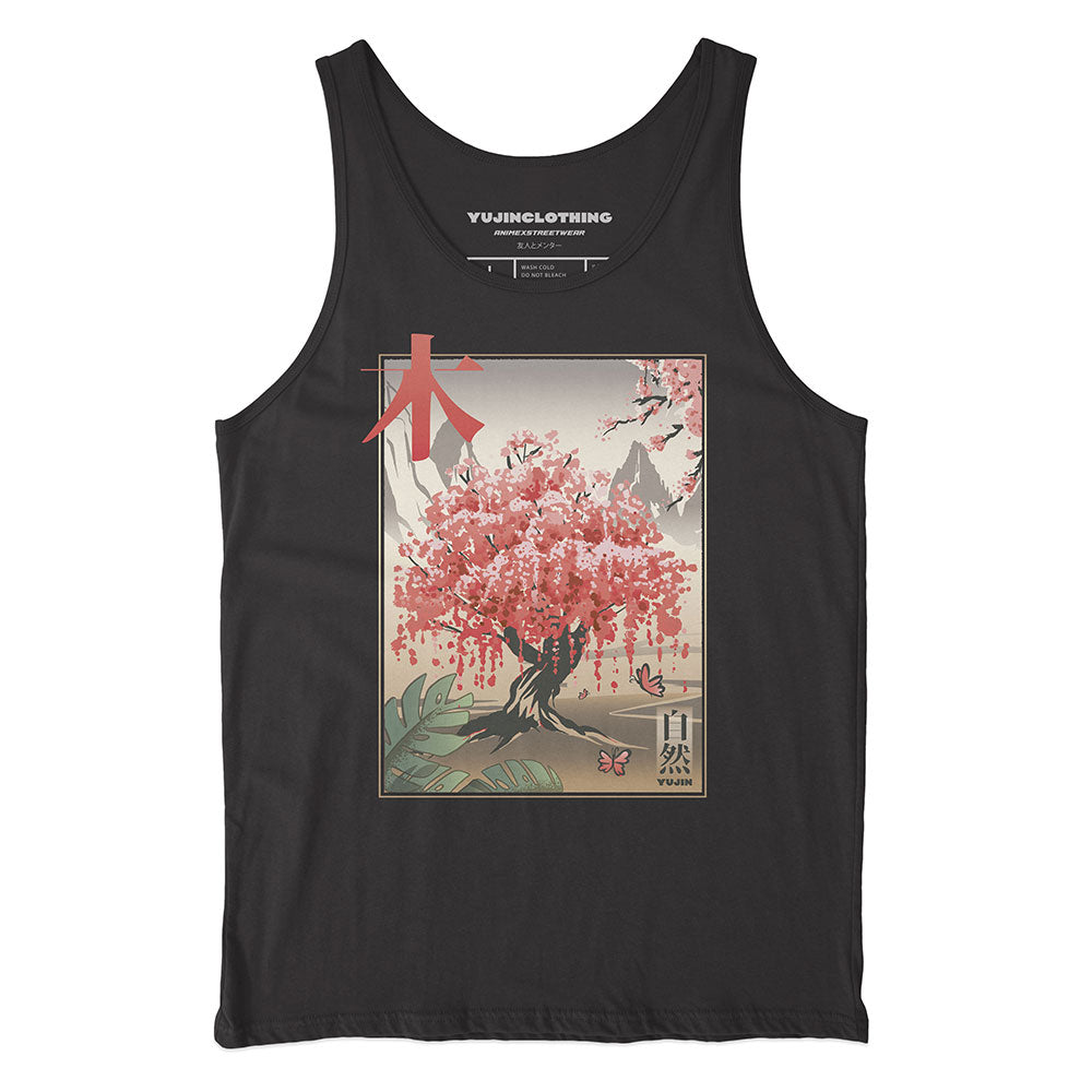 Camiseta sin mangas con árbol japonés