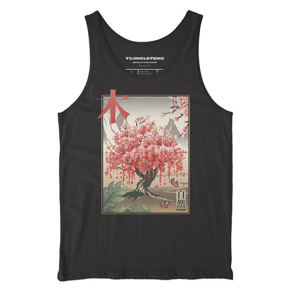 Camiseta sin mangas con árbol japonés