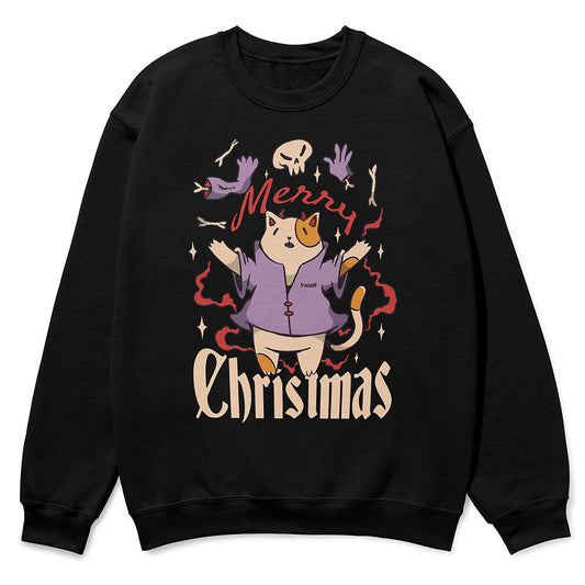 Sudadera con capucha de gato feliz Navidad