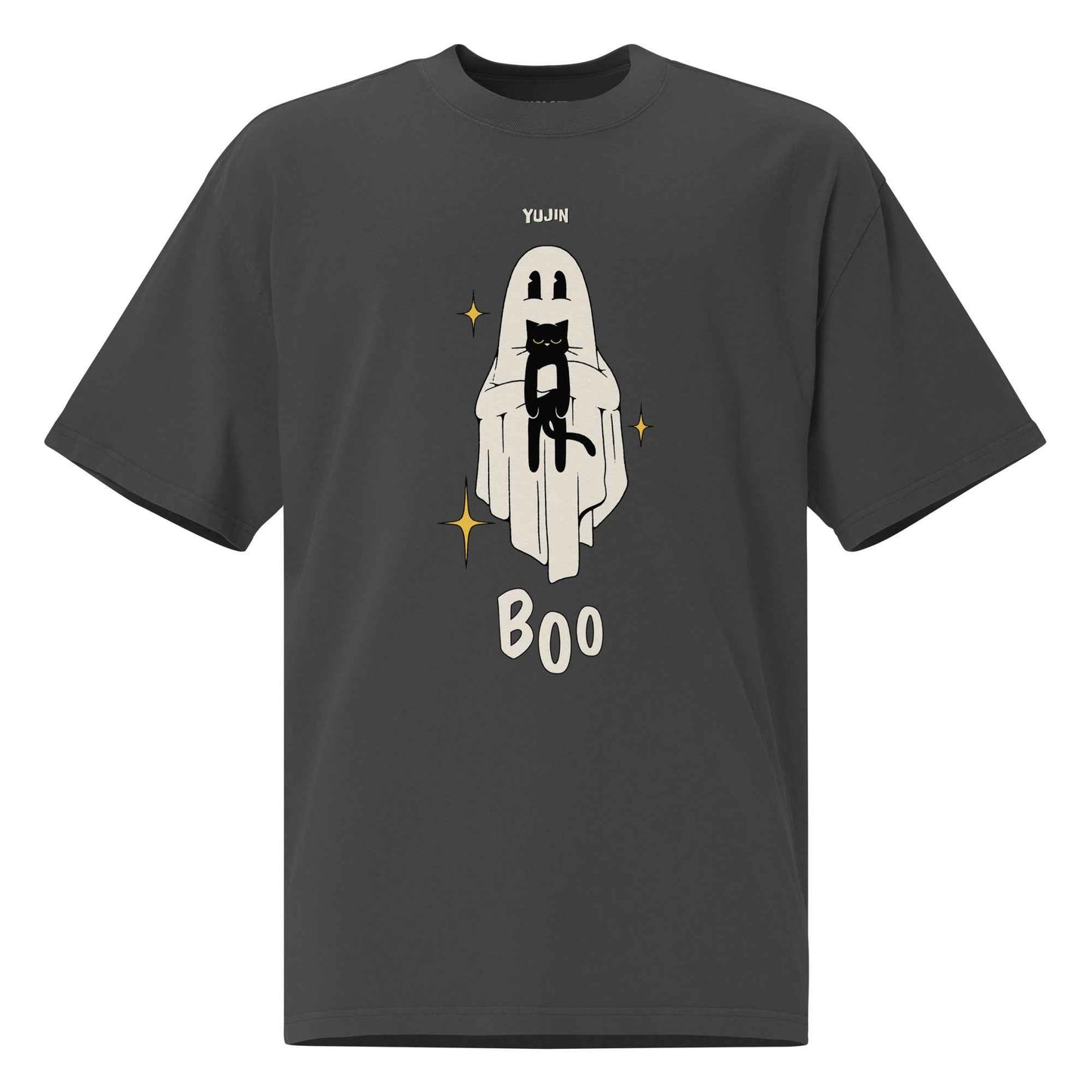 Boo! Cat Oversized Faded T-Shirt