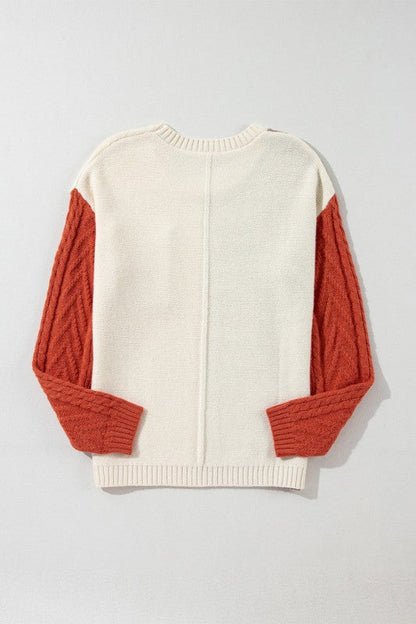 Colorblock Patch Pocket Drop Shoulder Sweater