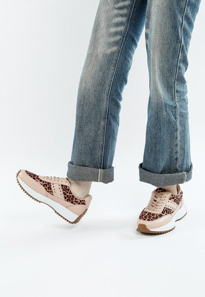 Lepark Real Leather Leopard Print Sneakers