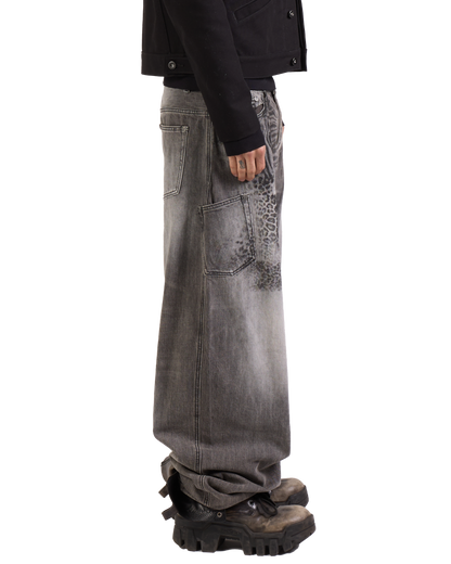 CHEETAH PRINT BOMBER DENIM