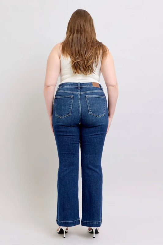 Judy Blue Full Size High Rise Flare Jeans with Pockets Plus Size