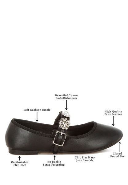 Kavana Charms Embellished Flat Mary Janes