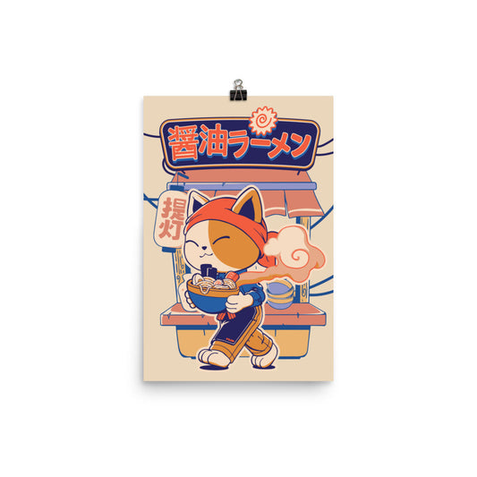 Póster de gato ramen