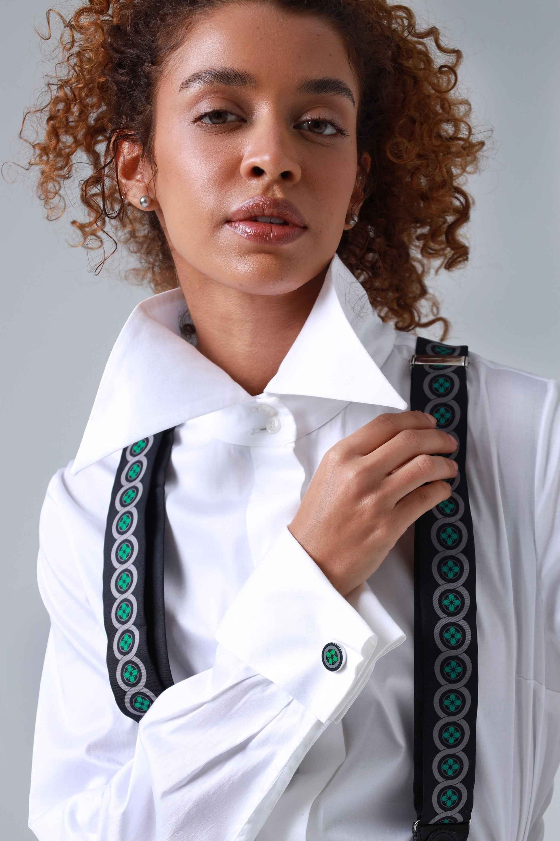 Meadow Green Floral Print Handmade Italian Cufflinks with Clear Resin