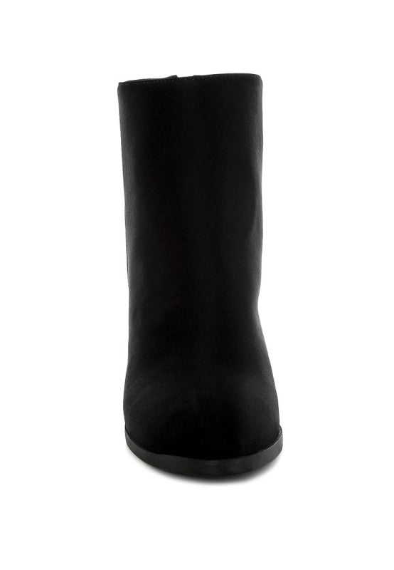 Veyara Lycra Block Heel Ankle Boots