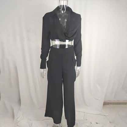 Women's Plus Size Wide Leg Elegant Pant Set