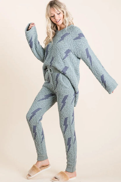 BiBi Cozy Soft Hairy Popcorn Sweater Pants