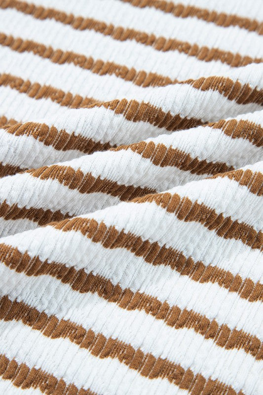 Plus Size Stripe V-Neck Pullover and Drawstring Pants