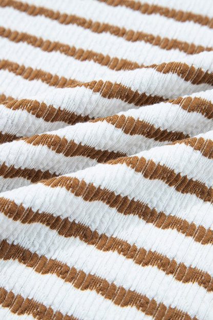 Plus Size Stripe V-Neck Pullover and Drawstring Pants