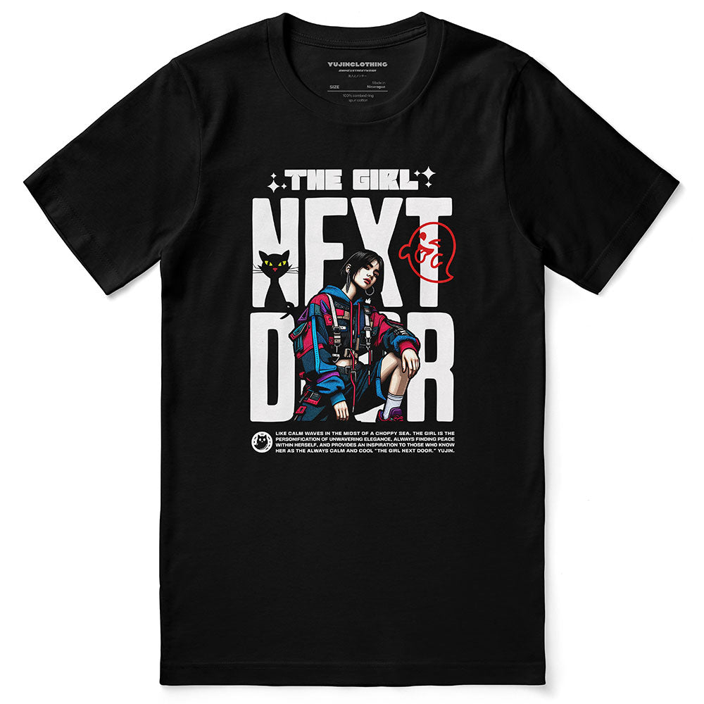 Camiseta del gato de la chica de al lado