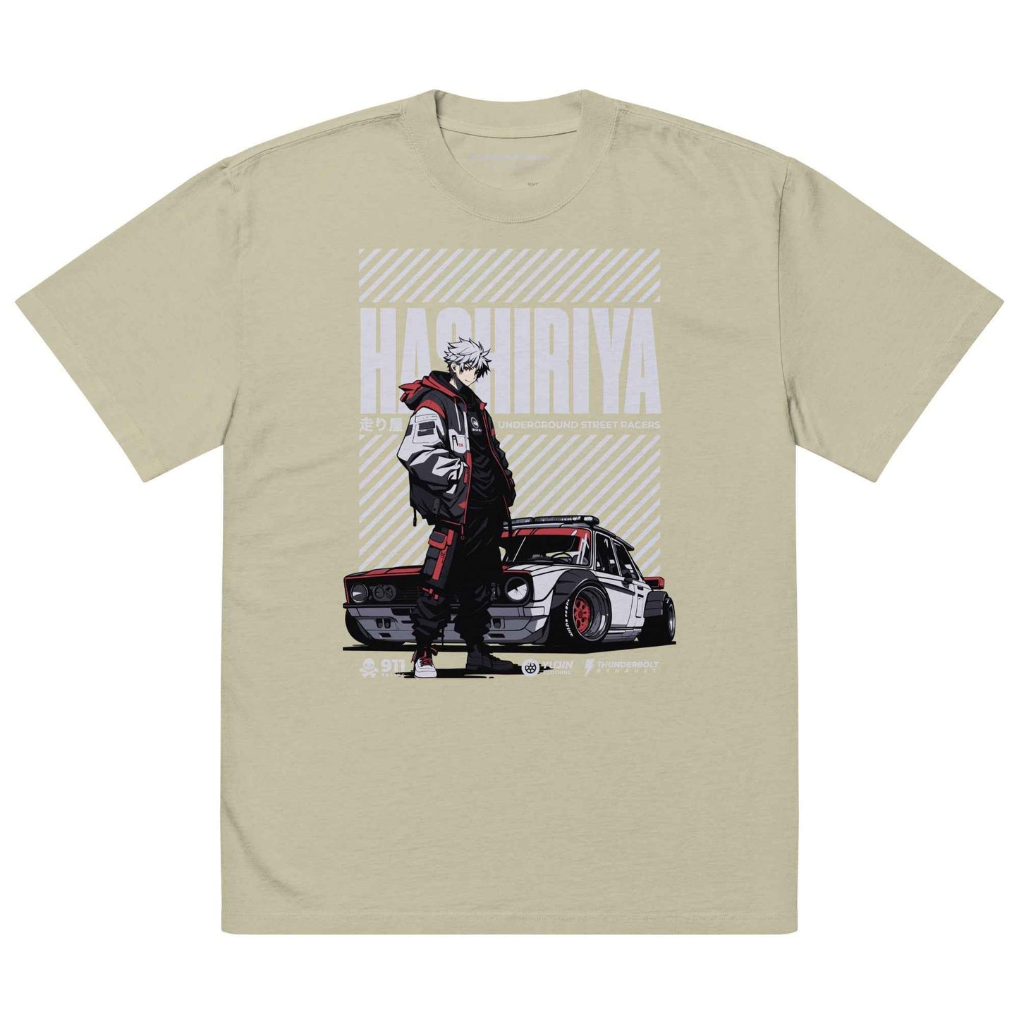 Hashiriya Oversized Faded Car T-Shirt