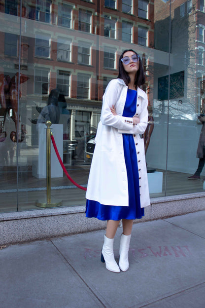 Monique White Coat – Women’s Elegant Long Coat