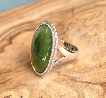 Canadian Jade Silver Ring - 1062